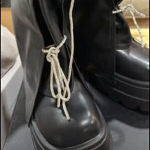 Cape Robbin Black Platform Boots with White Accents